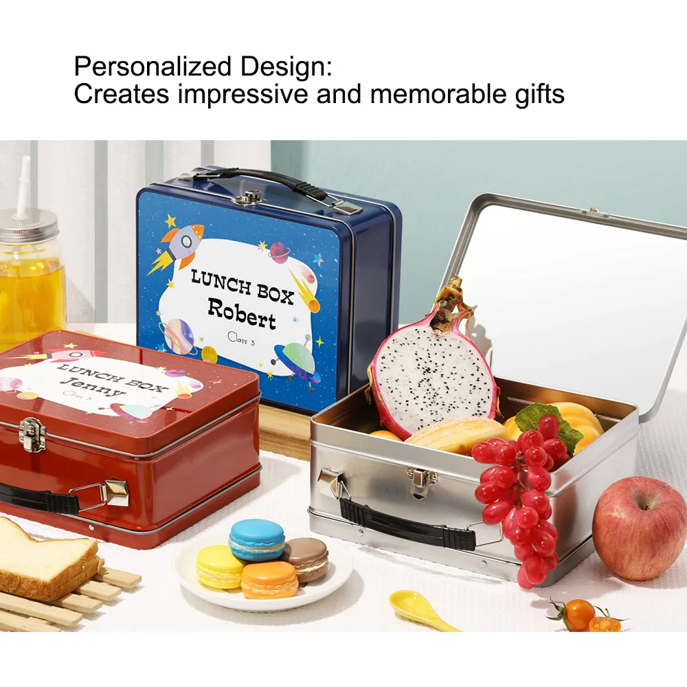 Wholesale Empty Plain Blank Blue Stainless Steel Bento Diy Personalized Sublimation Metal Lunch Box