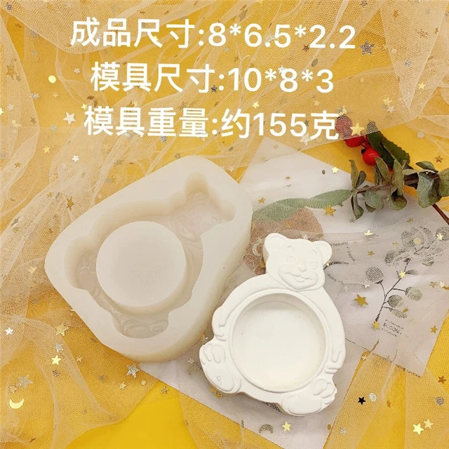 Manufacturer Supply Concrete Candle Holder Mold Bear Candlestick Plaster Silicone Molds