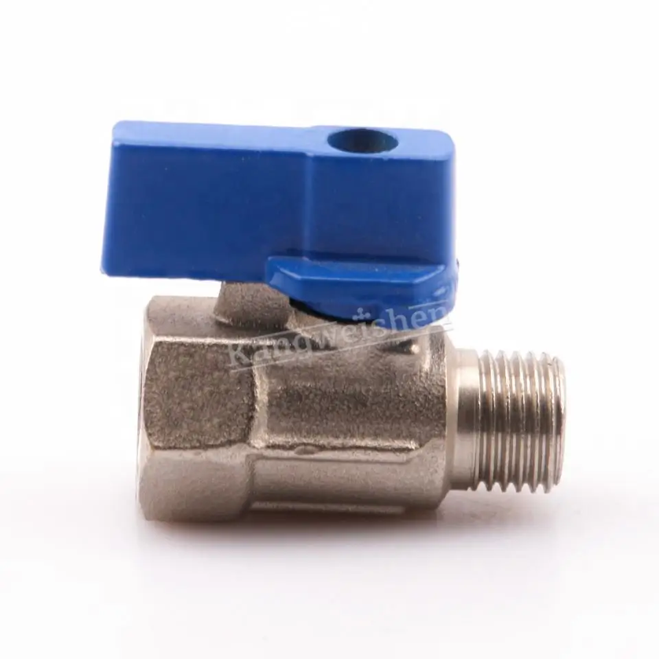 Kangweishen Premium Chrome BSP 1/8 to 1/2 Inch Forged Brass Mini Ball Valve with Plastic Aluminum Butterfly Handle