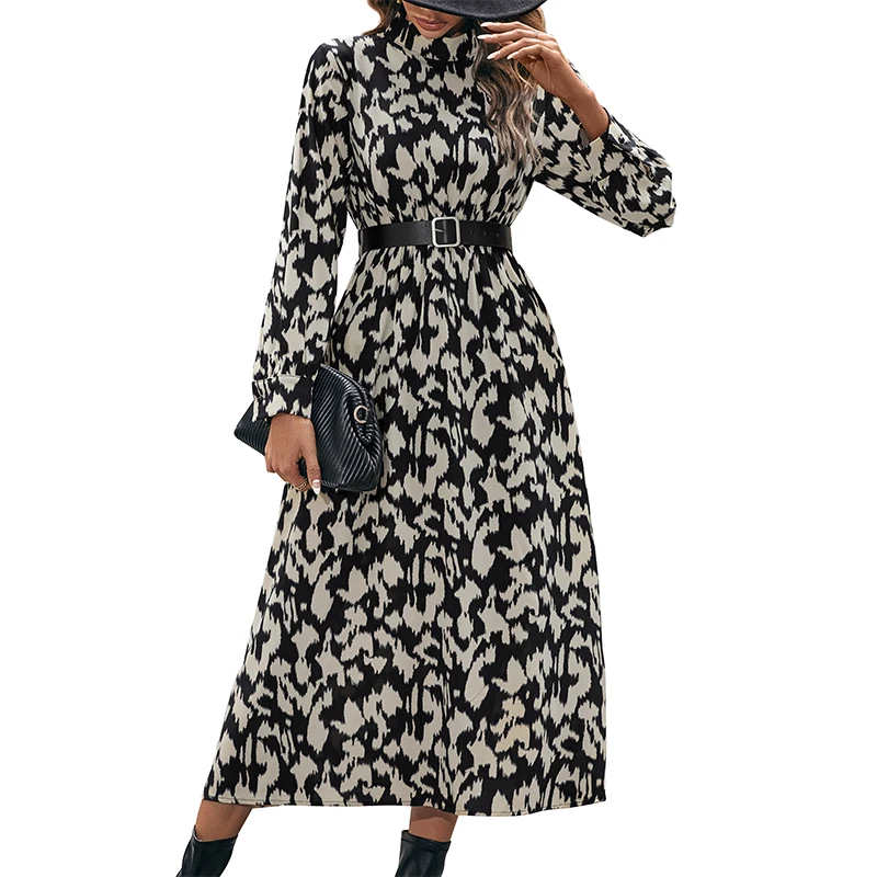 Elegant Floral Print Women Dress Spring Summer Casual O Neck Long Sleeve Chiffon A Line Long Maxi Dress Party Vestidos