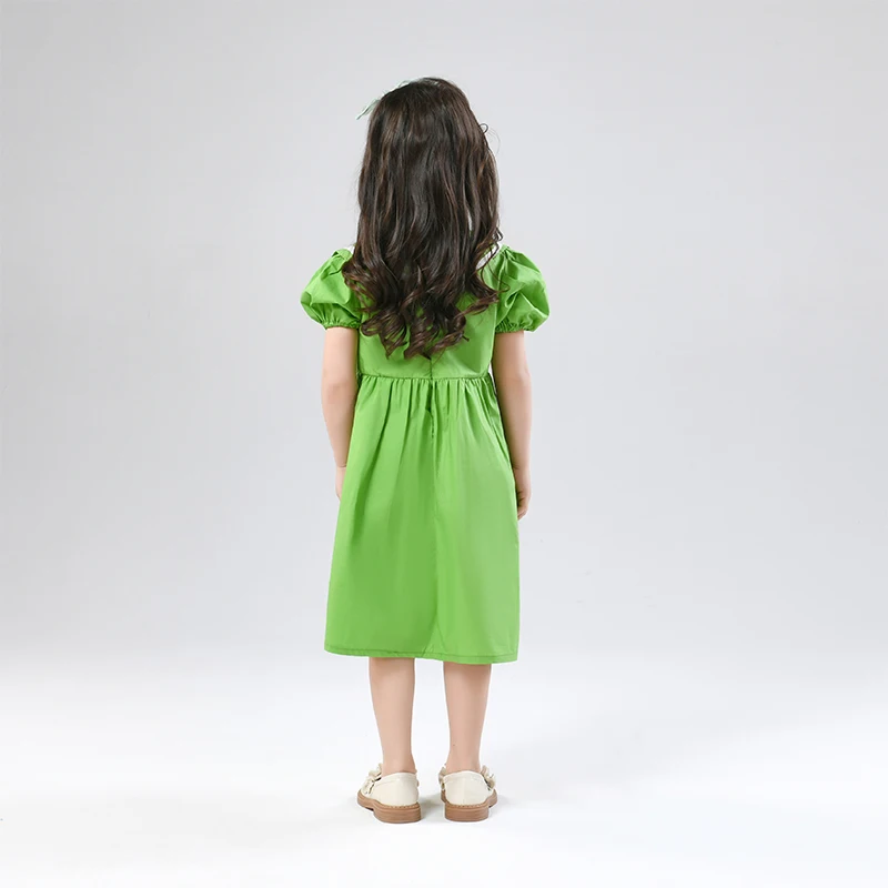 High Quality Korean Version 3 - 12Y Children College Style Puff Sleeve Girl Dress