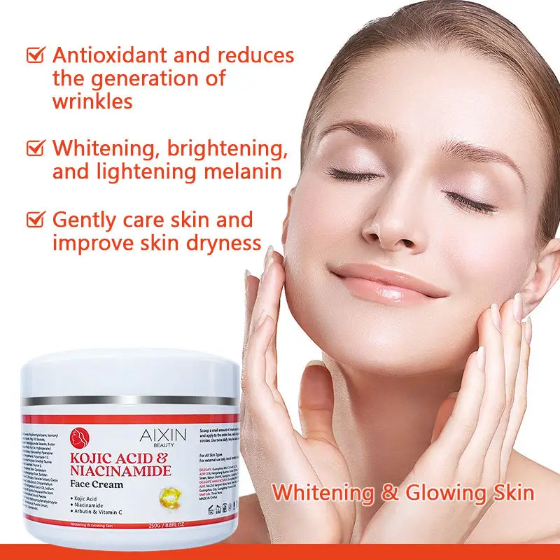 Oem250ml organic Whitening Luminescent Skin Dark Spot Removal kojic acid niacinamide Cream