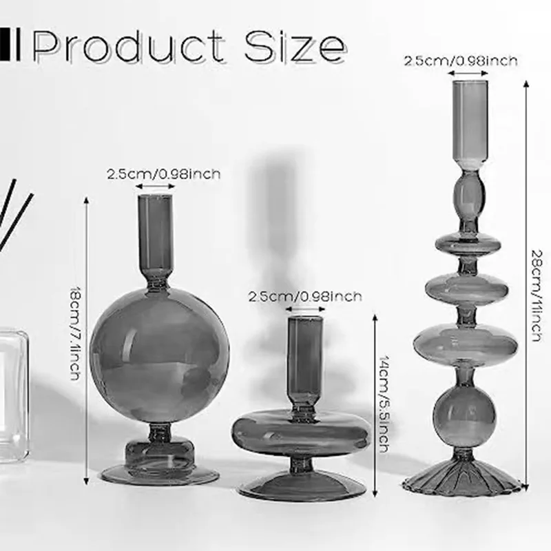 Home Party Decoration Elegant Glass Candlestick Vase Holders Colorful Glass Taper Candle Stand