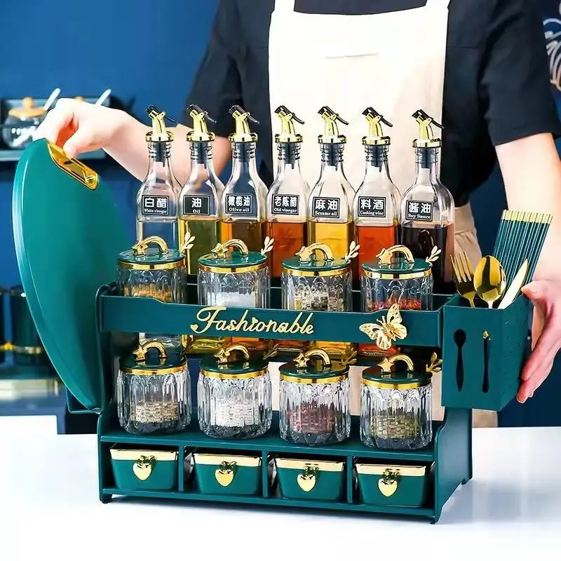 Creative kitchen seasoning box seasoning jar household knife rest combination