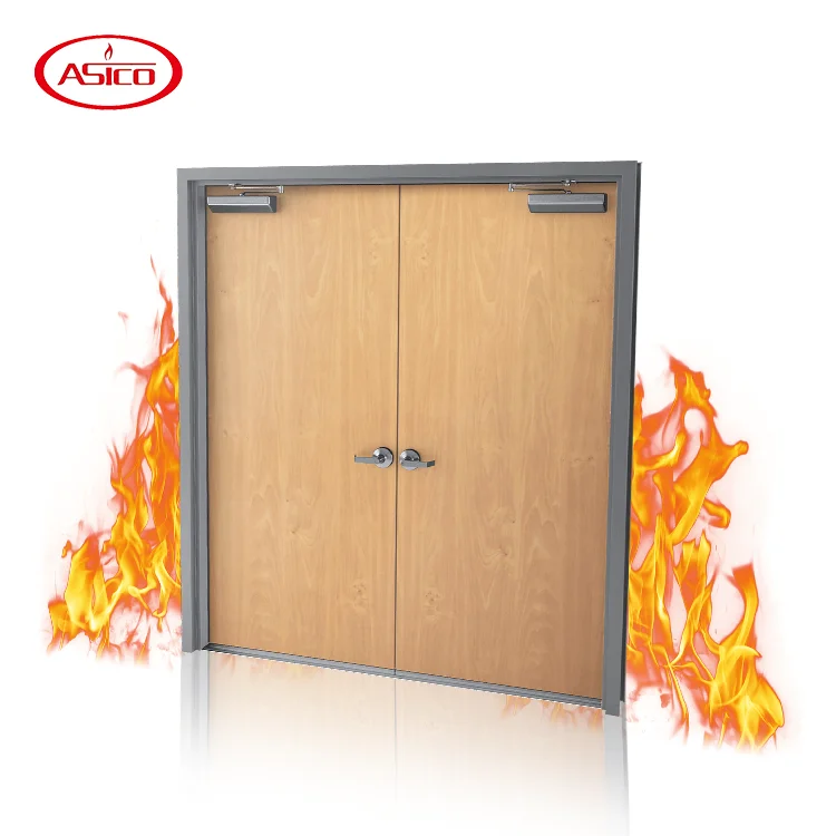ASICO China top project manufacturer custom high quality hotel fire rated wood doors fireproof door fd30 fire door
