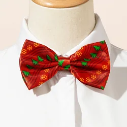 Wholesale Christmas Tree Pattern Printed Custom Polyester Jacquard Party Red Bow Tie Cravat Christmas Women Cravats