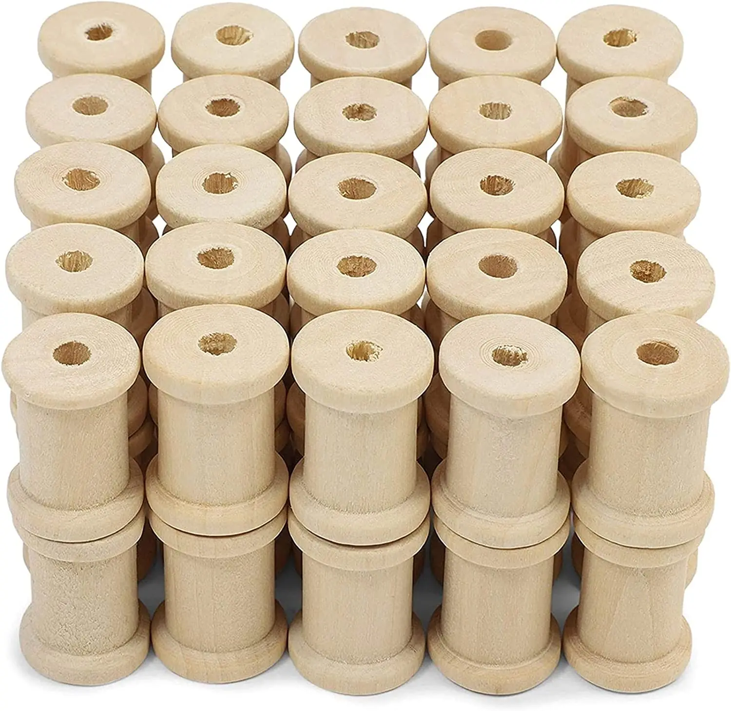 Tailai 0.75*1inch in Unfinished Weaving Bobbins Empty Thread Spool Wooden Craft Spools for Embroidery and Crafts and Sewing.