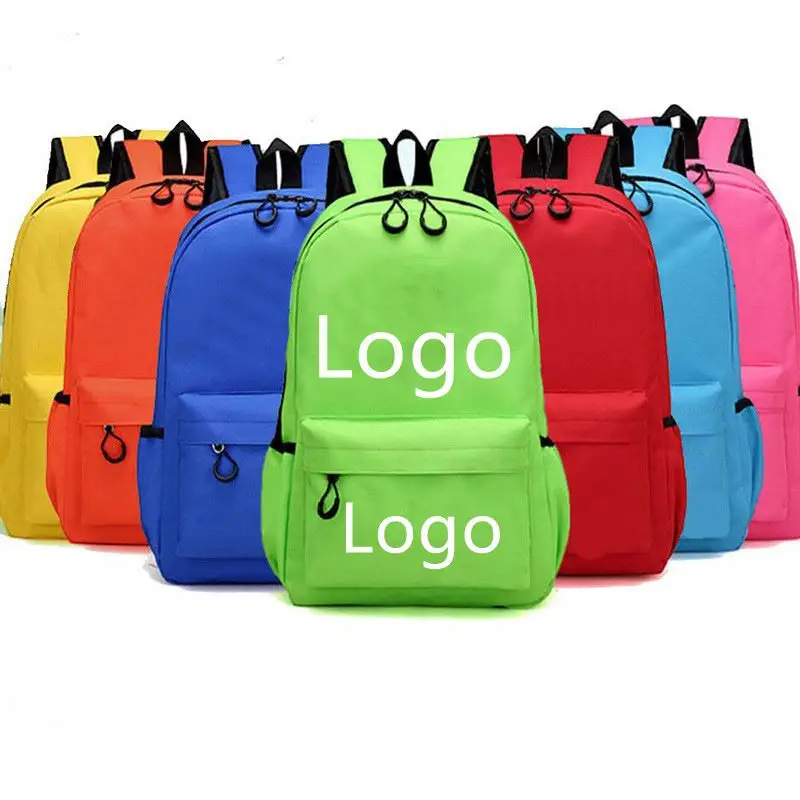1 Factory Customized Logo Backpack Nylon Solid Large School Bag with Pockets