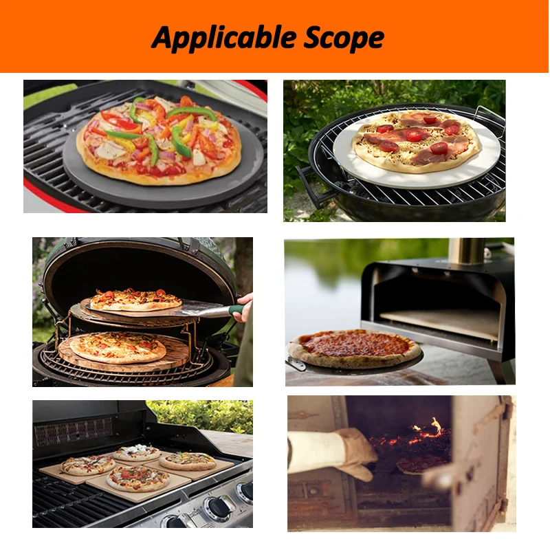 13 Inch Food Grade Refractory Baking Stone Ceramic Stone Round Black Glazed Cordierite Pizza Stone for Oven and Grill