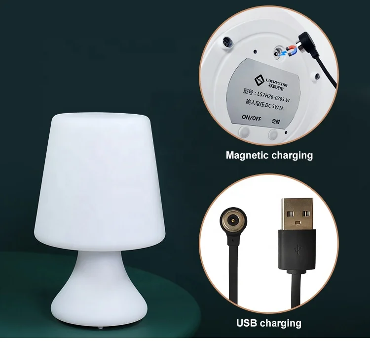 IP44 Waterproof 17 Colors PE material magnetic USB rechargeable LED table lamp RGBW decoration night light for bedroom