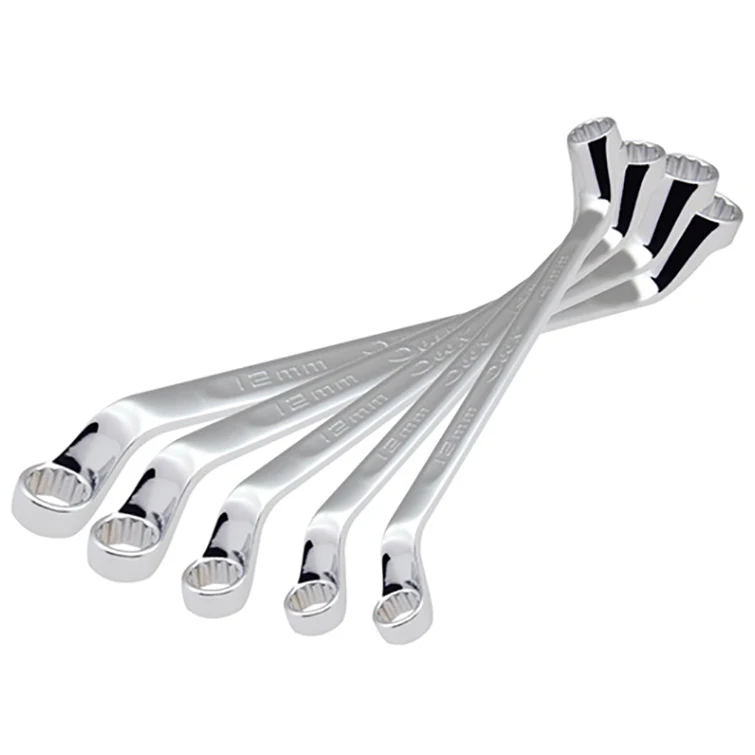 Thin Cordless Extension Key Ring Spanner -DEEN 75 degree Offset Box End Wrench 5 Pcs Set