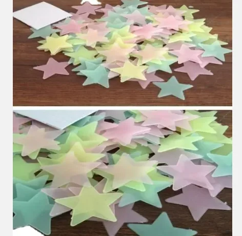 50pcs 3d Stars Glow In The Dark Wallpapers Luminous Fluorescent Wall Stickers For Kids Baby Room Bedroom Ceiling Home Decor