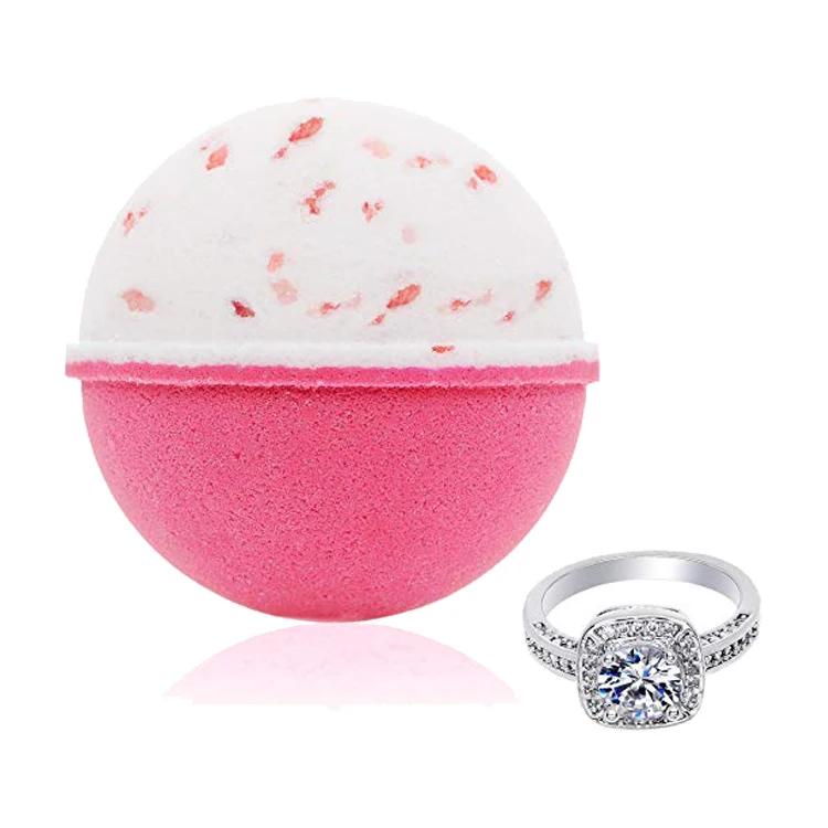 Hot sale high quality oem Jewelry bath bomb fizzy Rich Bubble kids Vegan private label bath bomb with ring inside for cleaning