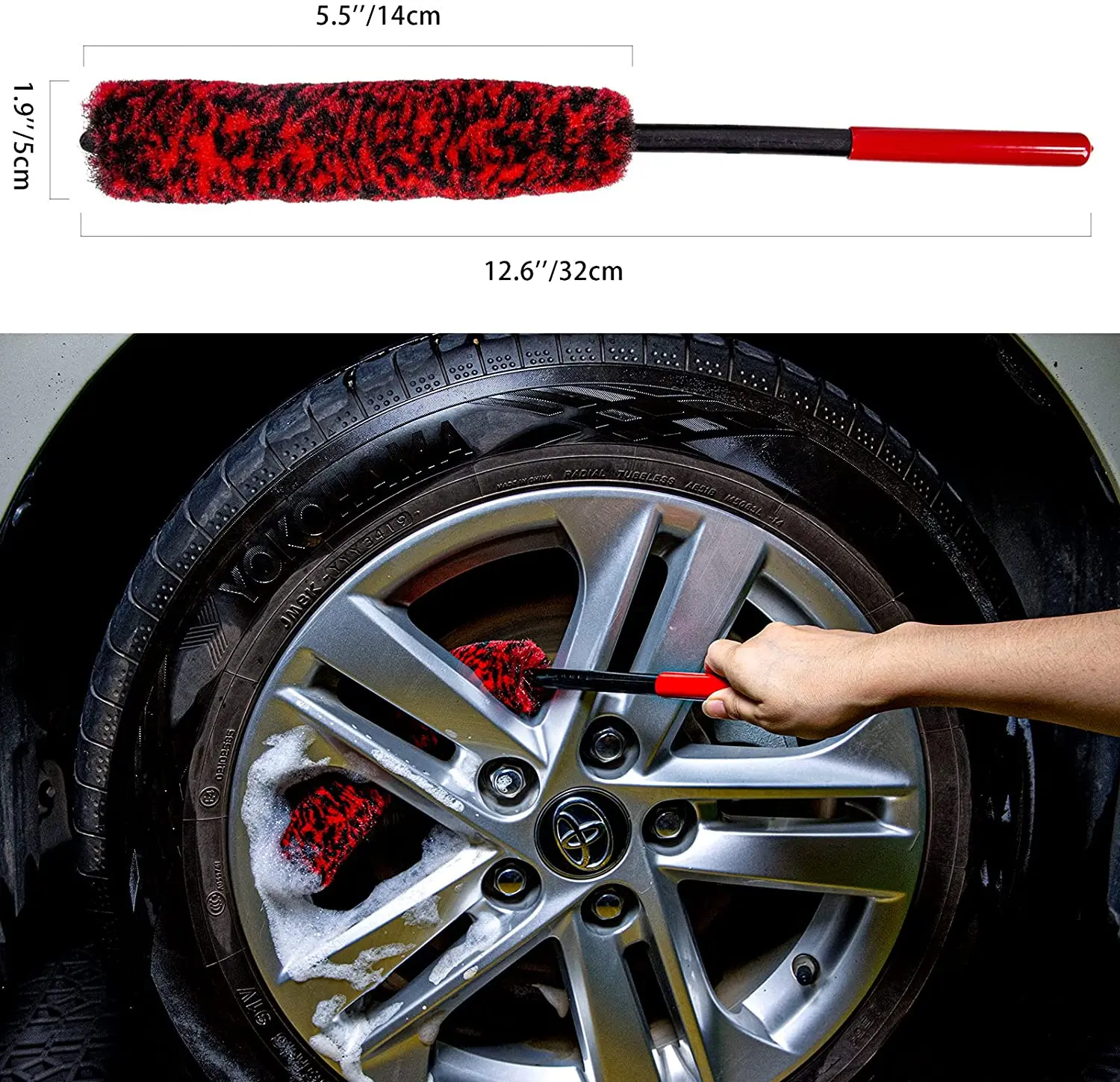 The Car Washing Brush Cleaning Industrial Microfiber Extended Reach Handle Wheel Rim Cleaning Brushes