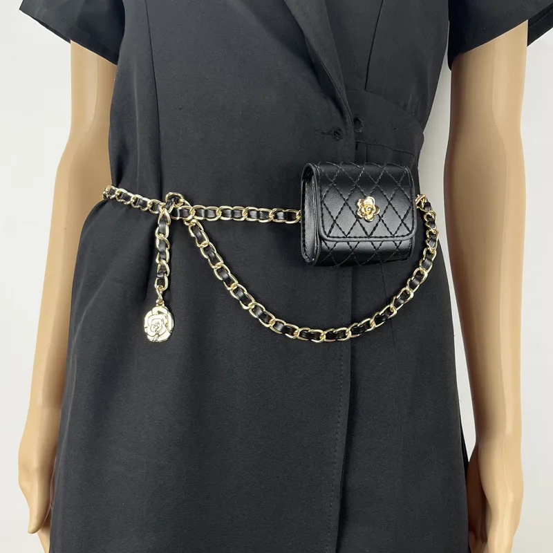 Wholesale Price Designer Wallet Purse Catalogue Luxury Camellia Flower Belt Bag Mini Elegant Handbag Waist Chain Decorations Bag