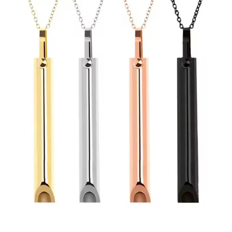 2024 Stainless Steel Gold Silver Plated Calming Anti Anxiety Whistle Anxiety Relief Breathing Meditation Necklace