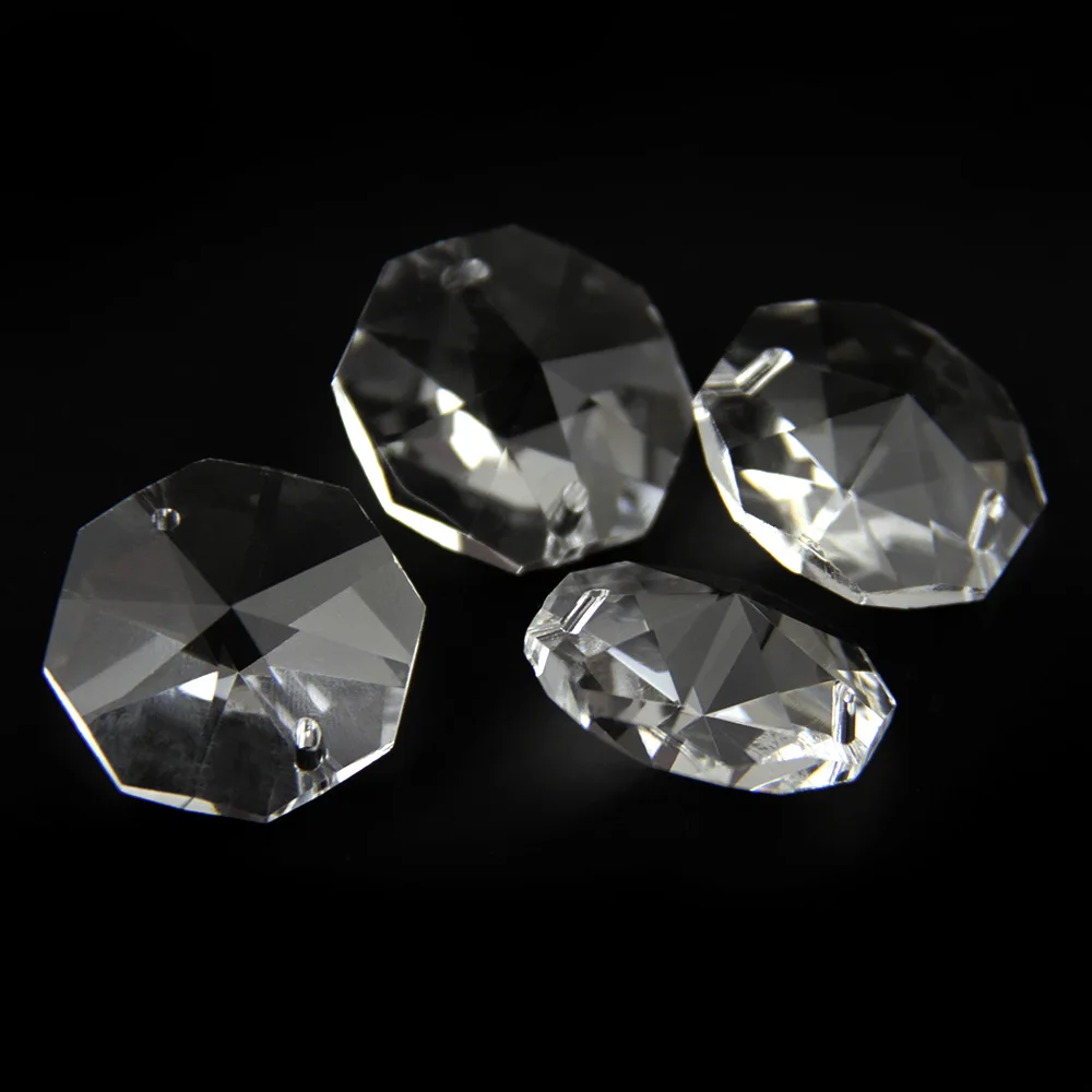 Wholesale Multi-Size K9 Crystal Two Holes Octagonal Chandelier Beads Octagonal Prism Chain Home Decoration