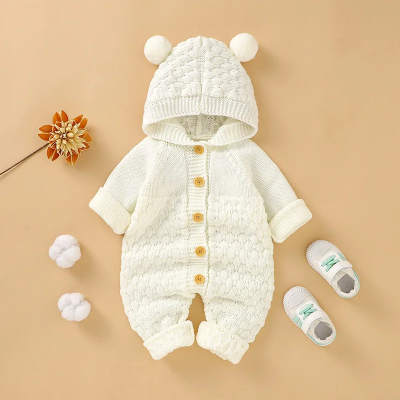 JQ3  Baby rompers knitted Infant boys girls jumpsuits  winter soft warm newborn bebes overalls one piece toddler kids sleepwear