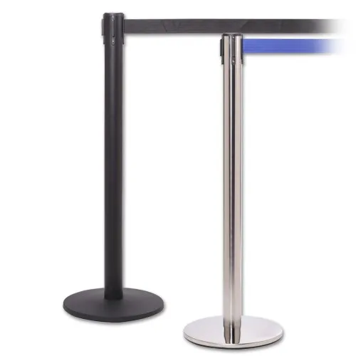 High Quality Black Metal Cast Iron Base Modern Bank Queue Line Crowd Control  Traffic Barrier Retractable Belt Stanchion