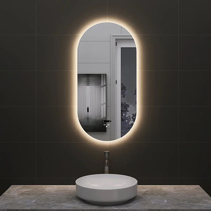 Wholesale Good quality and cheap LED backlight smart light bathroom mirror s frameless oval mirrors