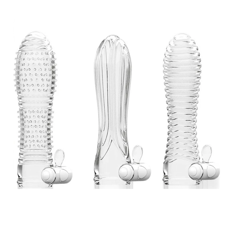 Crystal Vibrating Cock Sleeve Penis Extension Condom