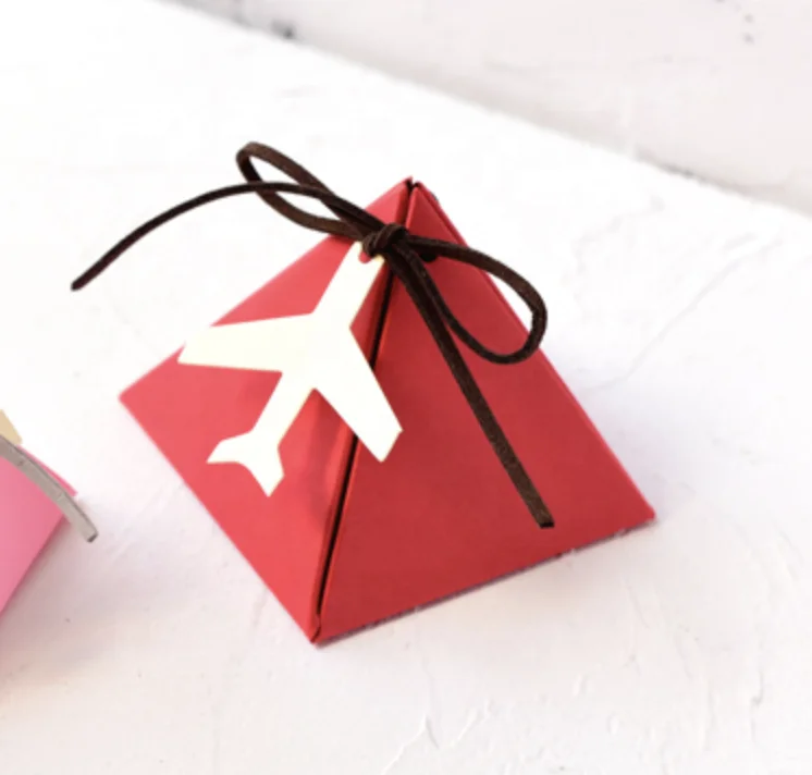 Pyramid Chinese new year party flower Christmas baby shower wedding favor small candy door gift packaging paper box for guests