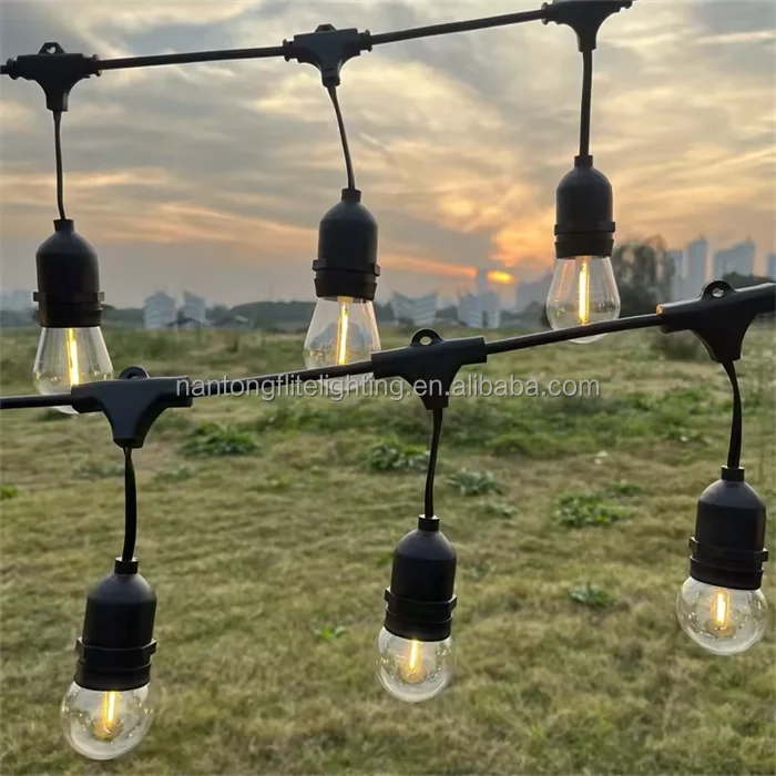 Holiday Lighting Garland IP65 15M Commercial Grade LED String Lights S14 LED Edison Filament Bulb Connectable Party String Light