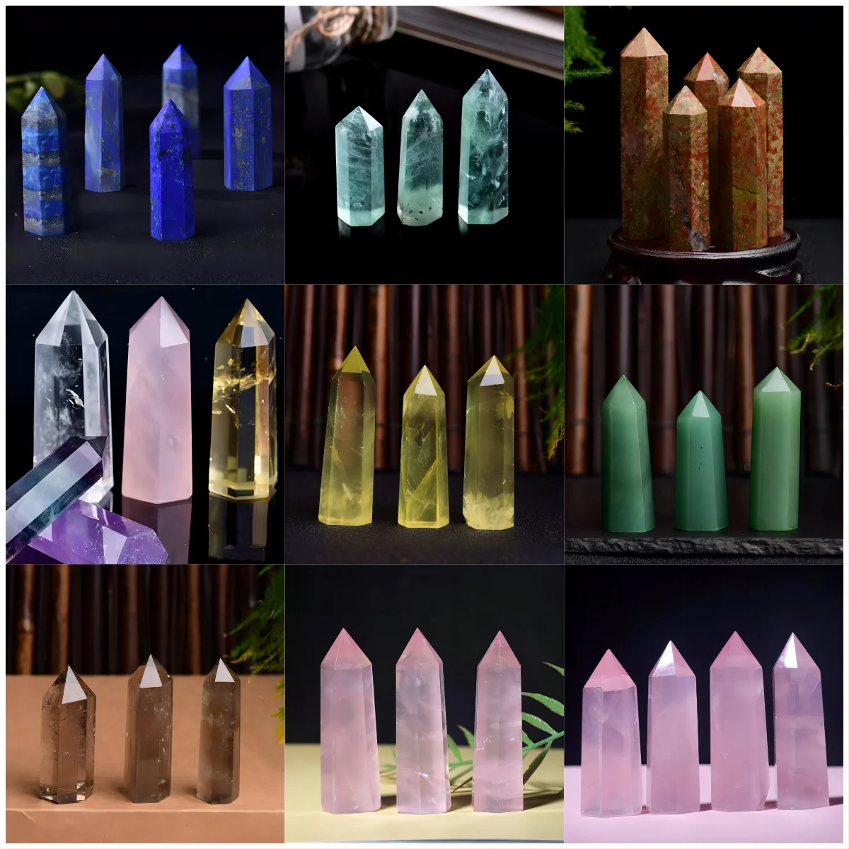 Folk selling Hand Wands Column Shui reiki Diy Natural Single Point quartz flower green stone Crystal wand healing Crystal wand