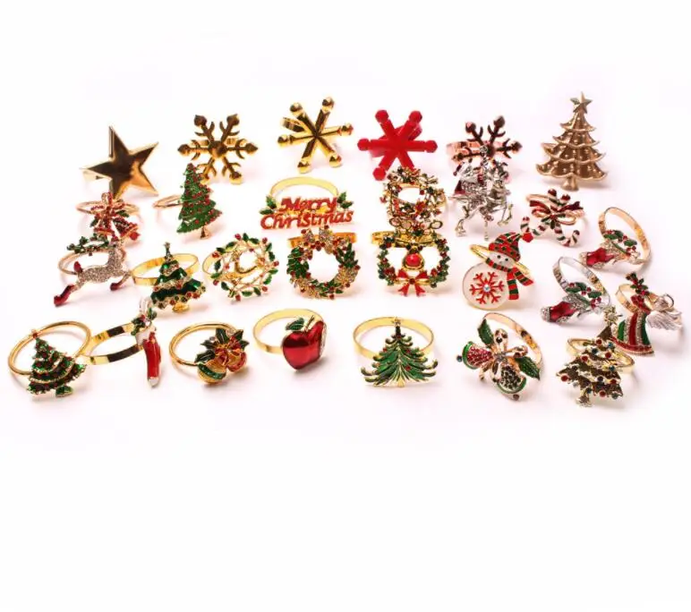 Christmas Snowflake And Deer Holder Napkin Rings For Holiday Dinner Wedding Party