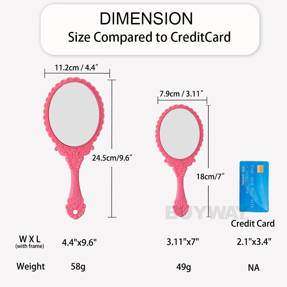 Wholesale Gold Custom Logo Women Kitty Gift Bag Oval Retro Hand Mirror Cosmetic Mirrors Vintage Pocket Hand Held Makeup Mirror