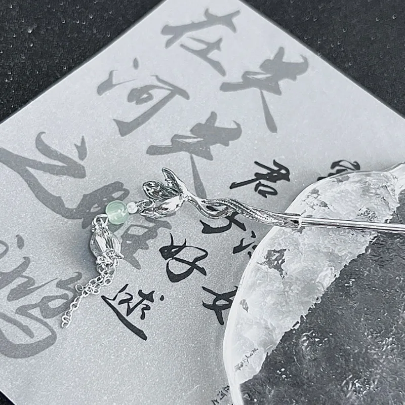 GEERDENG Chinese Metal Hair Sticks for Women Fairy Flower Jade Woman Hairpins Wedding Hair Clip Jewelry Accessories