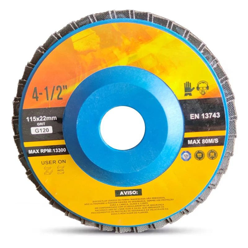 4.5 inch 4 1/2 nylon Flap disc grit 120 for metal grinding