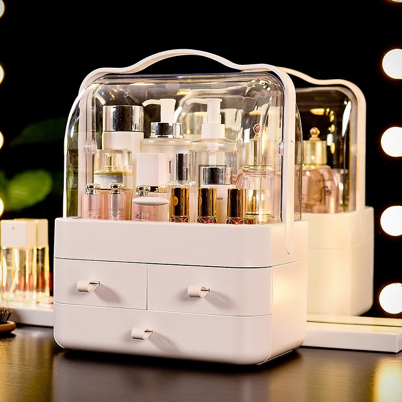 
Portable Transparent Portable Cosmetic Plastic Organizer Clear Makeup container Storage Drawer Box 