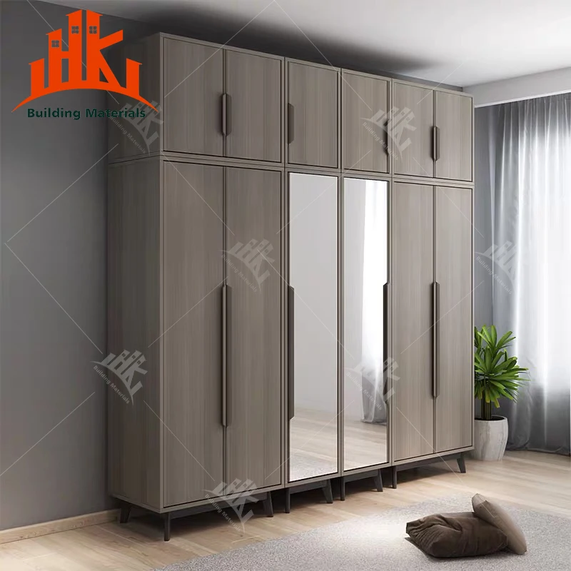 Сделанный на заказ шкаф MDF 3 двери мебель для шкафа деревянные 6 дверей под шкафы гардероба