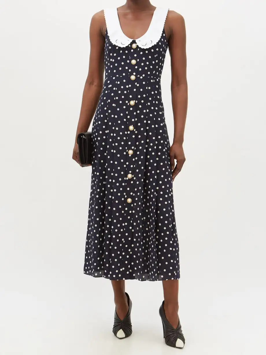 RedHK Custom High Quality New Arrives Fashion Summer African Dresses Black Dress With White Polka Dots Dresses Women Elegant