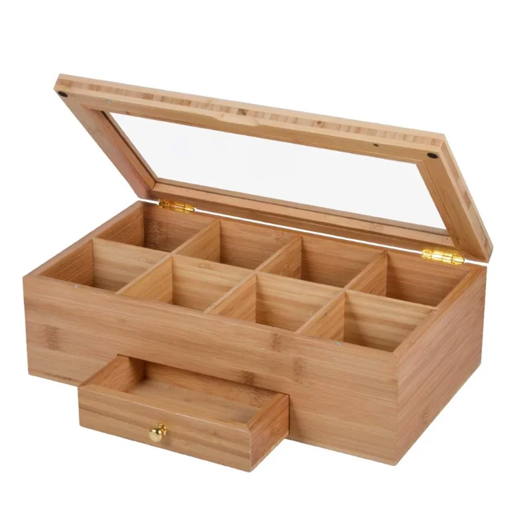 
Home furniture holder drawer bag storage organizer natural tea box bamboo 