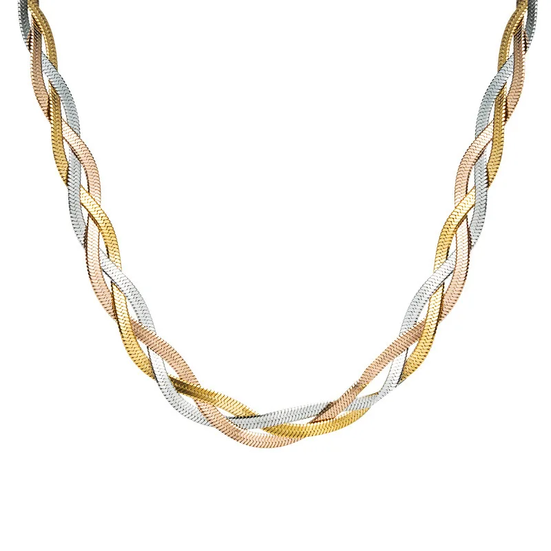 Manufacturer custom luxury jewelry non tarnish waterproof jewelry stainless steel 24 karat gold necklace chain herringbone chain