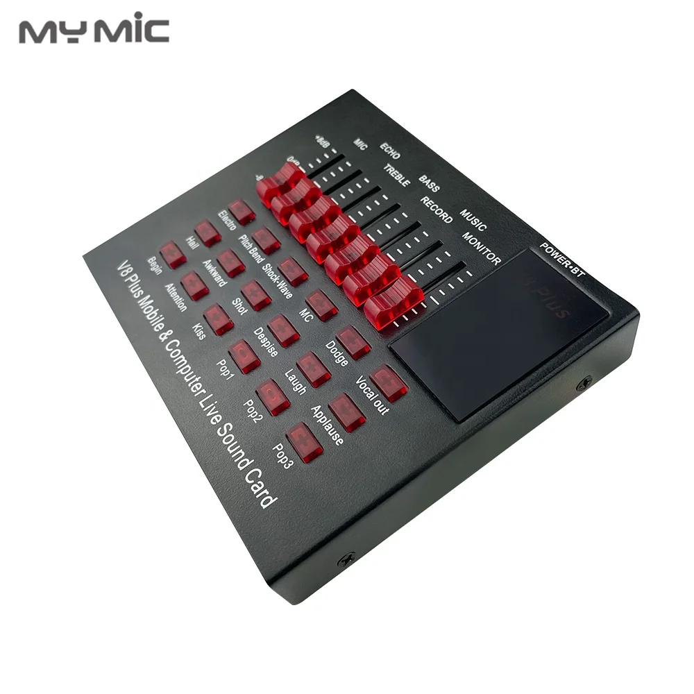 MY MIC v8 plus usb sound card audio interface mixer live podcast sound cards for youtube streaming singing microphone recording