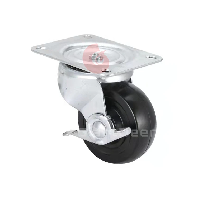 China Manufacturer 3 Inch Black Rubber Caster Wheel