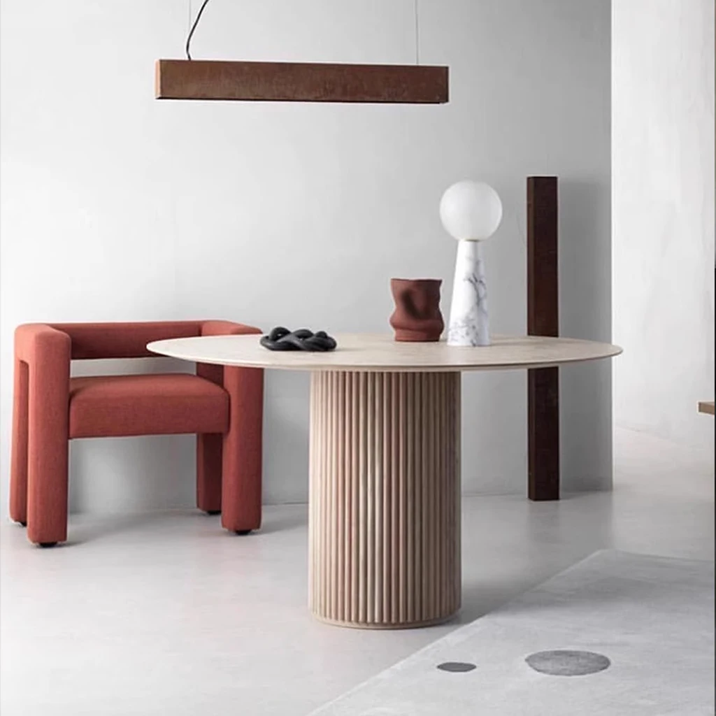Luxury French Solid Wood Round Dining Table Modern Vintage Design kitchen table for Dining Room Hotel Villa or Bar