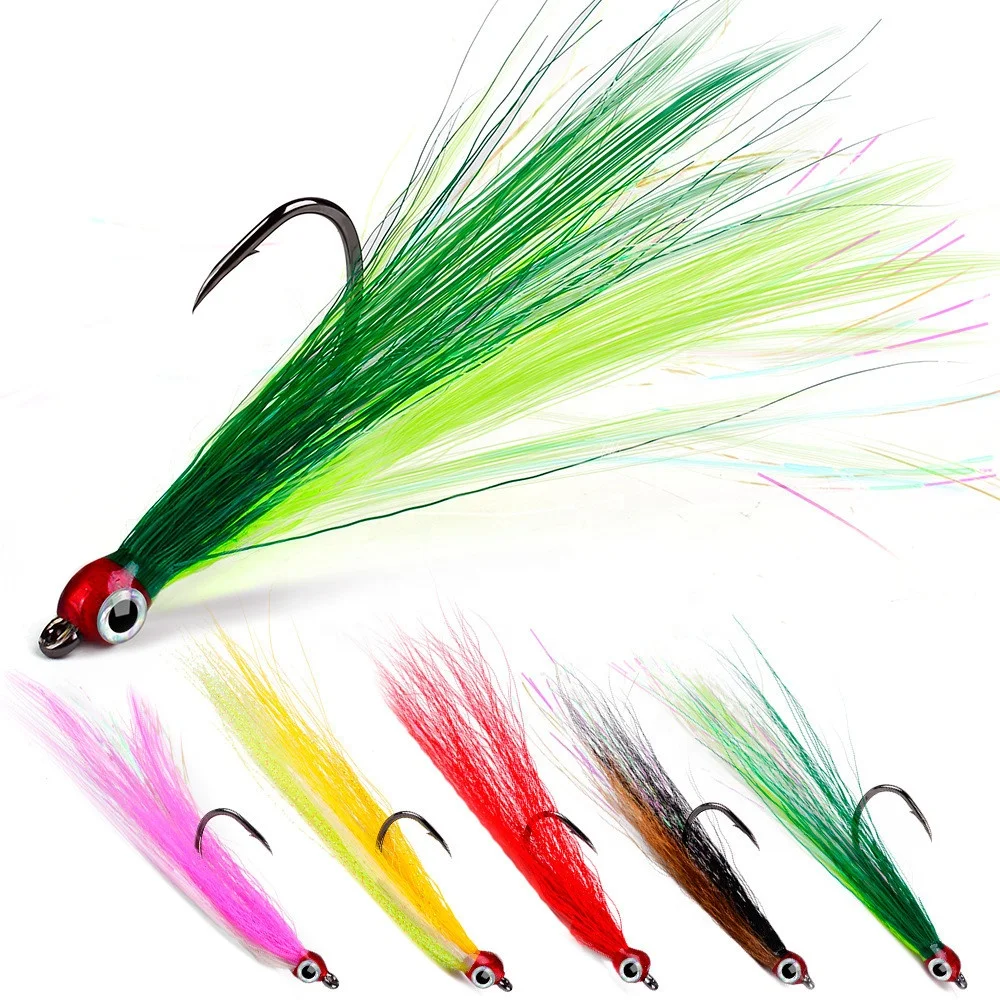 5 pieces a bag Hand Tied bionic lure barbed feather hook outdoor fishing accessories hooks fly fishing flies