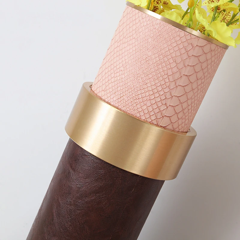 Hot Selling Home Kitchen Office Decorative Vase Home Decor leather Flower Vases