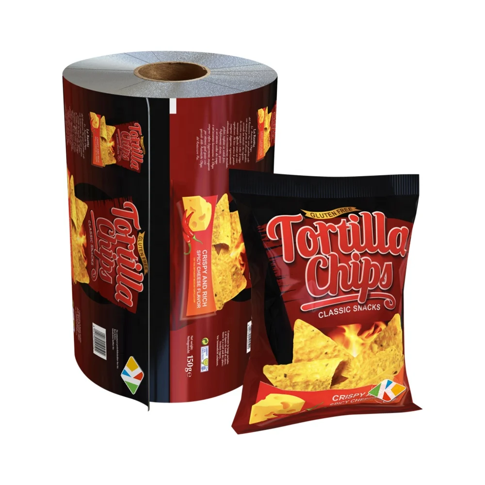 Custom Printed Aluminum Foil Food Packaging Film/Plastic Laminated Sachet Packing Plastic Film Roll For Snack