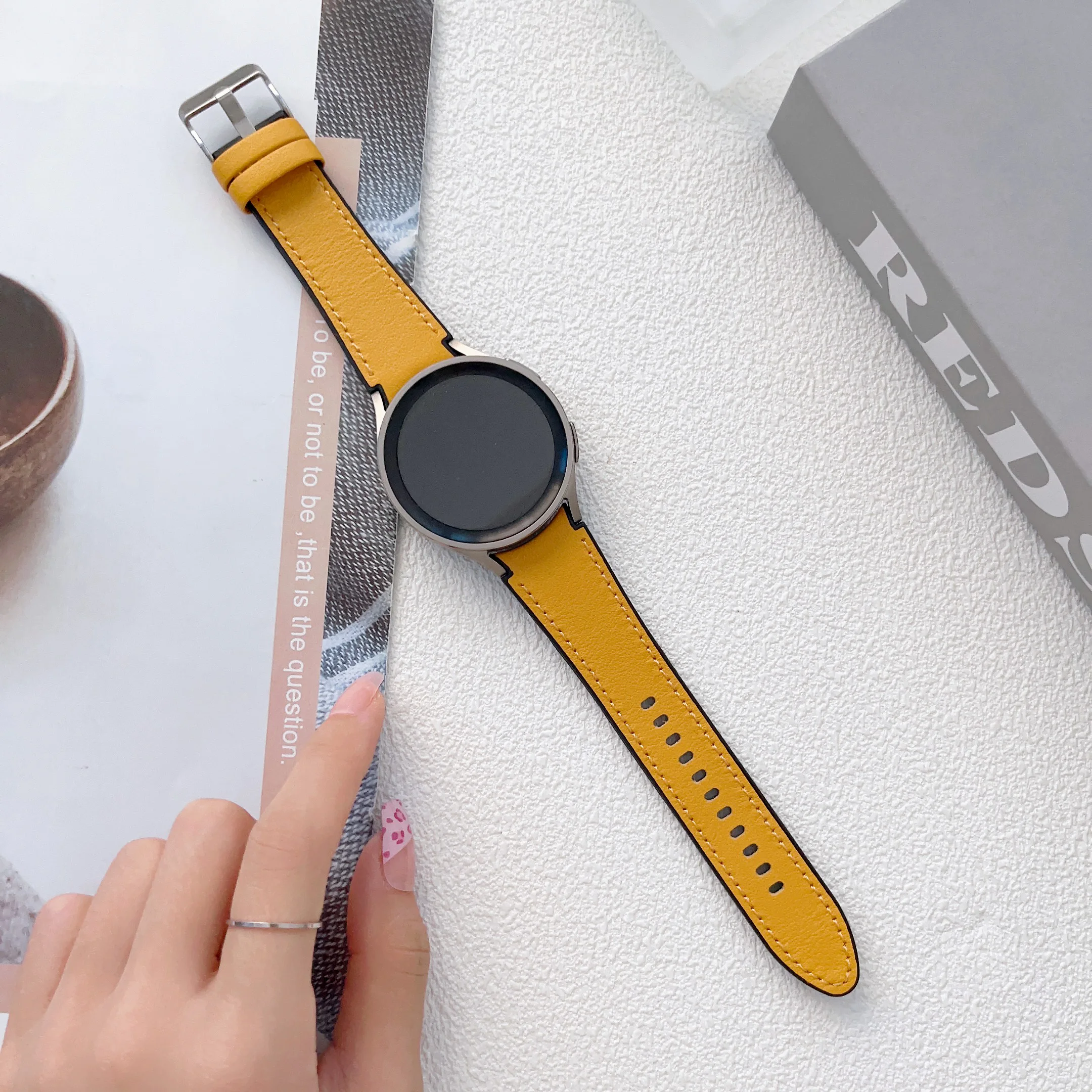 Leather Watch Bands 24 22 20 18 16 14 mm Smartwatch Replacement Strap For Samsung Galaxy Watch 42mm Huawei GT2