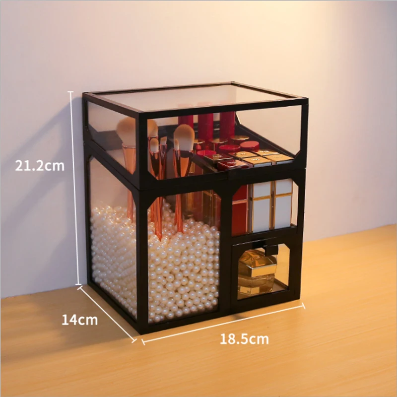wholesale high-quality  material glass Cosmetics Storage Box Makeup Brushes holder makeup organizer
