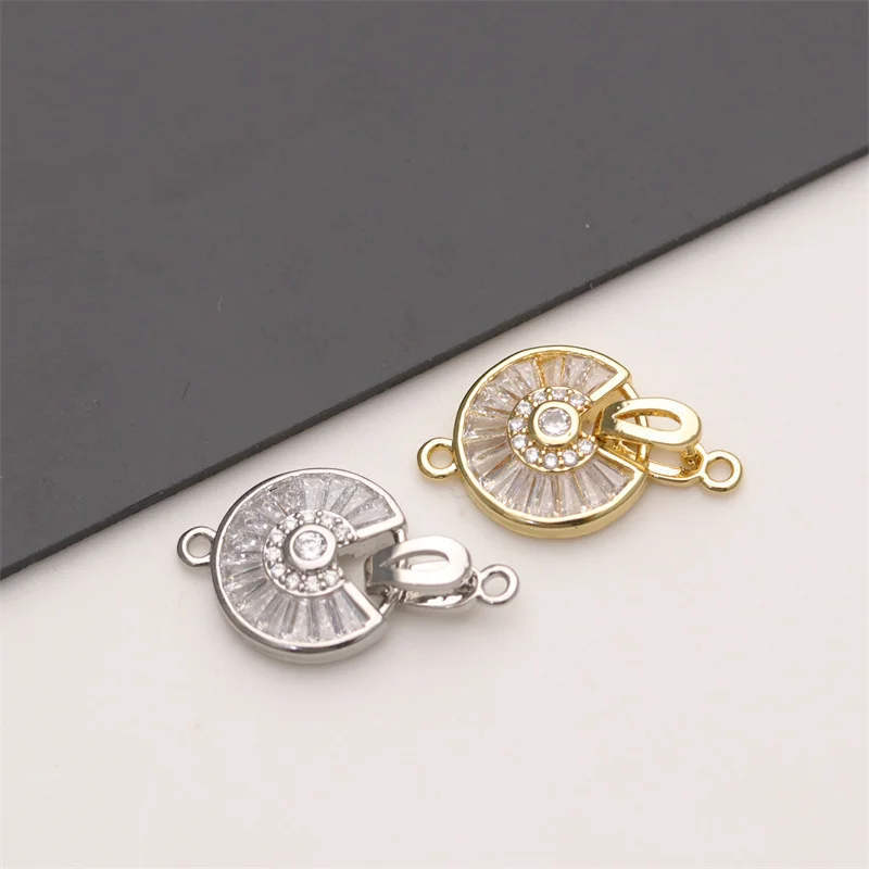 New Design Jewelry Accessories 18K Gold Silver Plated CZ Pave  Round Connectors Bracelet Clasps