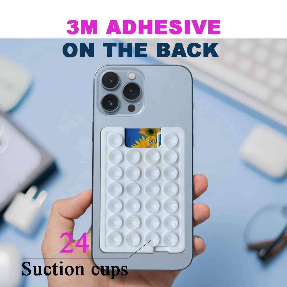 2024 Card Holder Silicone Suction Phone Case Adhesive Mount Cellphone case Compatible Hands Free Mobile Accessory Holder