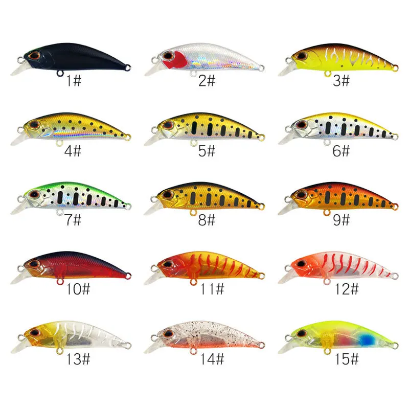 Hard Bait Submerged Mino 5cm/3.5g Multi-color ABS Bionic Hard Bait to Strengthen Three-hook Boat Fishing Fresh Water Fishing
