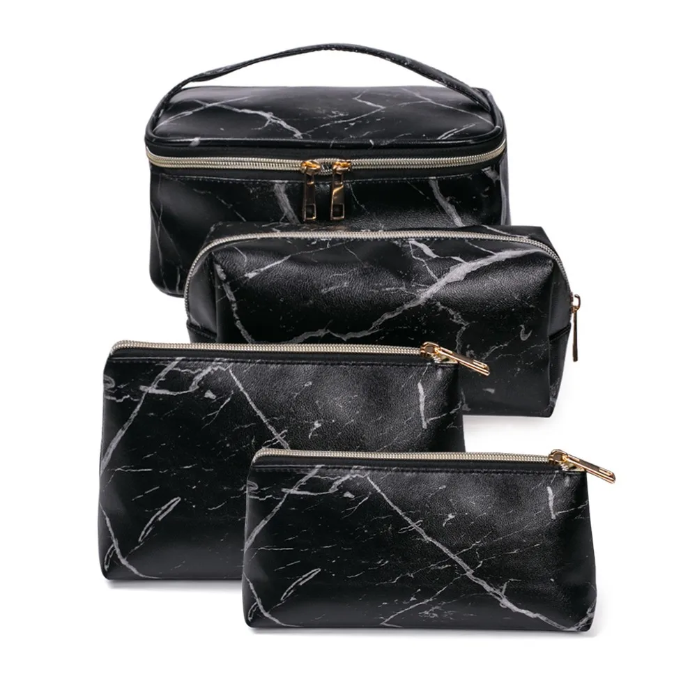 Marble Makeup Bag Portable Travel Cosmetic Bag Organizer Multifunction Case with Gold Zipper Toiletry Bag for Woman