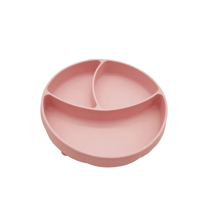 round silicone  baby plate Custom Shape Pattern Logo Color High Quality Bowl Spoon Cup Bottle silicone plates for toddlers